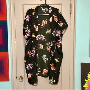 Black & Floral Kimono